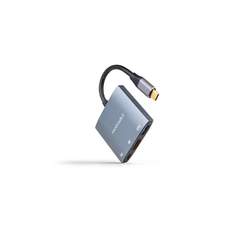 Nanocable USB-C to HDMI, USB3.0 and USB-C PD Converter - Color Gray