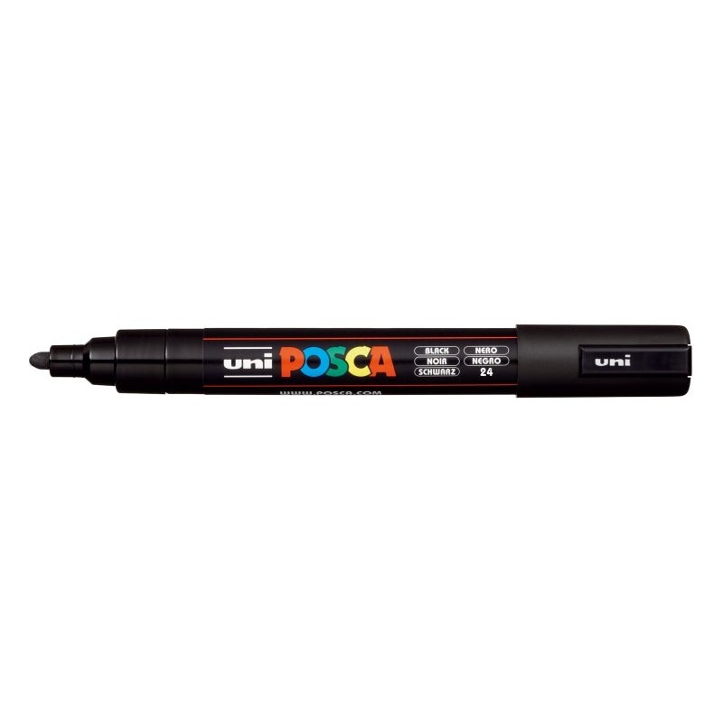 Posca PC-5M Paint Marker - 1.8-2.5mm Bullet Tip - Water-Based Ink - Light Resistant - Black