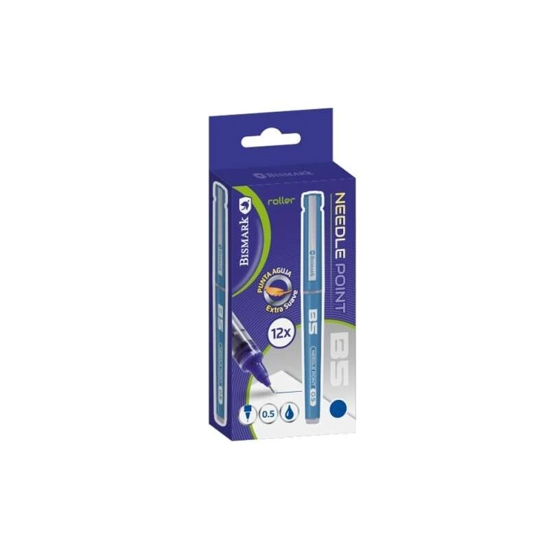 Bismark Liquid Ink Ballpoint Pen Needle Point - Smooth Writing - High Precision - Blue