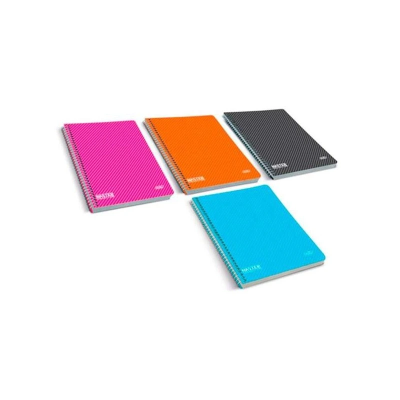 Firmo Cuaderno Espiral A4 Cuadricula 4x4 con Margen 80 Hojas - Tapa Polipropileno - Colores Surtidos