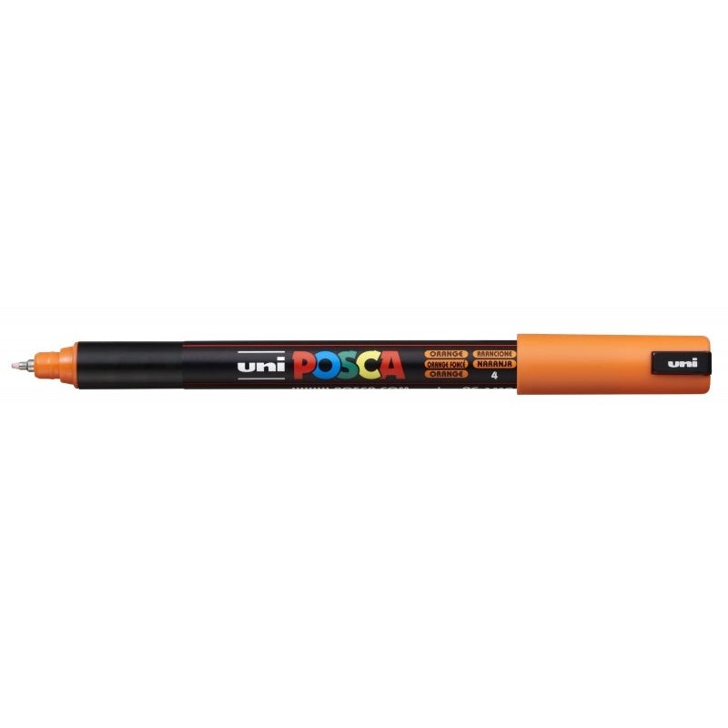 Posca PC-1MR Paint Marker - 0.7mm Fibre Roller Tip - Extra Fine Line - Water-Based Pigmented Ink - Light Resistant - Orange