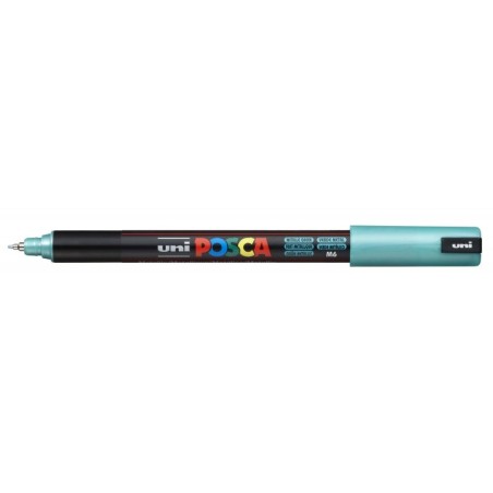 Posca PC-1MR Paint Marker - 0.7mm Fibre Roller Tip - Water-Based Pigmented Ink - Light Resistant - Metallic Green Colour