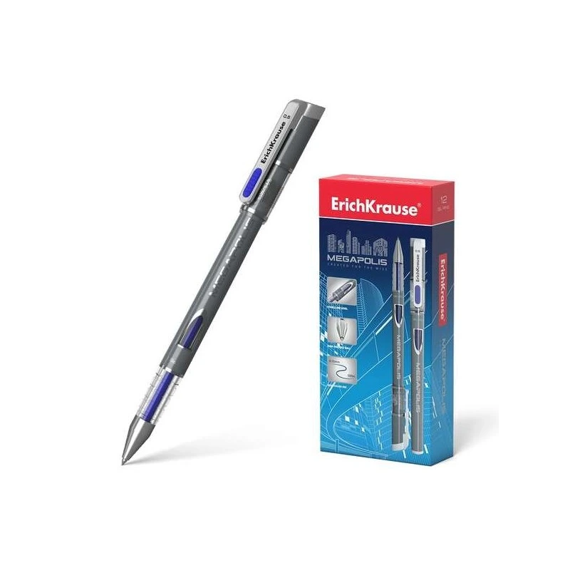 Erichkrause Megapolis Gel Esferográfica de Tinta de Gel - Ponta de 0,5mm - Corpo Redondo Opaco - Janela de Controlo de Tinta