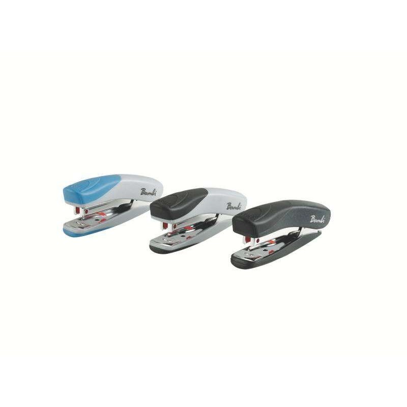 Rexel Bambi Mini Metal Stapler + Box of 1,500 No. 25 Staples - Staples up to 12 Sheets - Soft-Touch Finish - 3 Assorted Colours