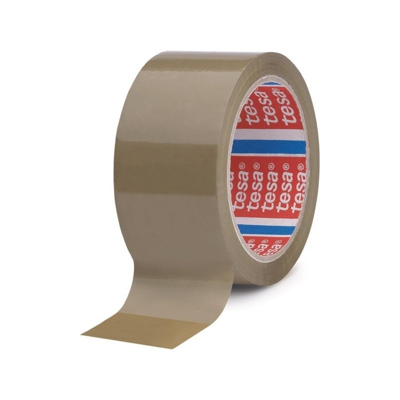 Tesa 4089 Ruban d'Emballage 50mm x 66 Mètres - Fabriqué en Polypropylène - Adhésif en Caoutchouc Naturel - Couleur Marron
