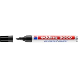 Edding 3000 Permanent Marker - 1.5mm Round Tip - Line Width between 1.5 and 3mm - Refillable - Quick Drying - Black