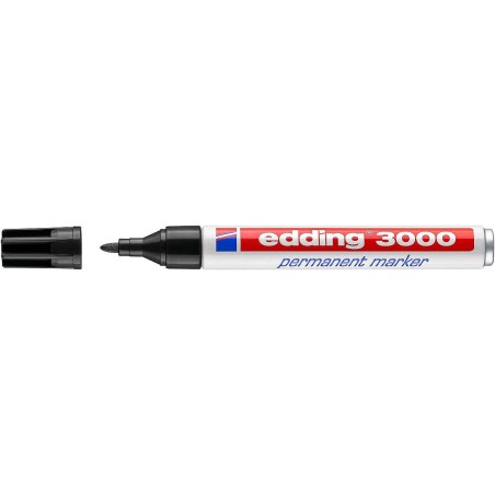 Edding 3000 Permanent Marker - 1.5mm Round Tip - Line Width between 1.5 and 3mm - Refillable - Quick Drying - Black