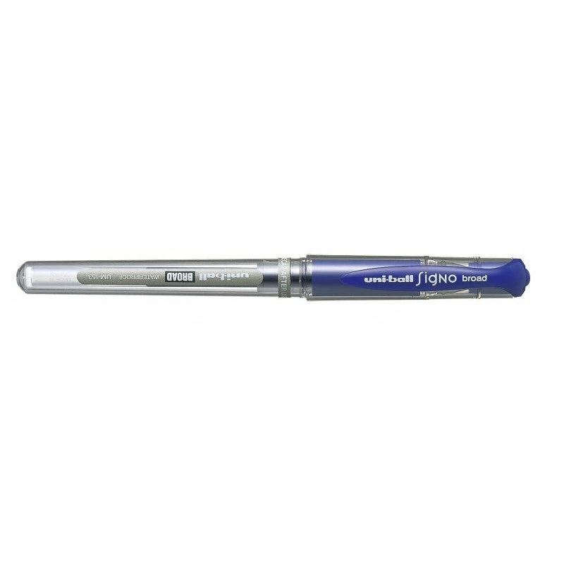 Uni-ball Signo Broad UM-153 Gel Ink Rollerball - 1mm Ball Tip - Fountain Pen Style Line - Rubber Grip - Blue