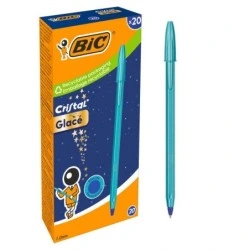 Bic Cristal Glace Boligrafo de Bola - Cuerpo Opaco en Color Azul Metalizado Mate - Punta Redonda de 1mm - Trazo 0.4mm - Tinta