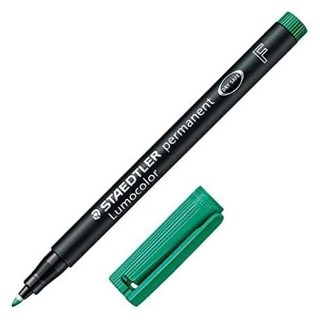 Staedtler Lumocolor 318 Permanent Marker - Fine Round Tip - 0.6mm Line - Cap with Clip - Quick Drying - Green
