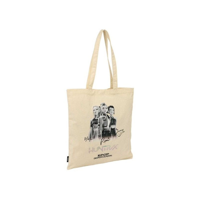 Safta K-Pop Demon Hunters Tour Tote Bag Bolsa de Tela - Asas de Mano - 38x42cm - Color Beige