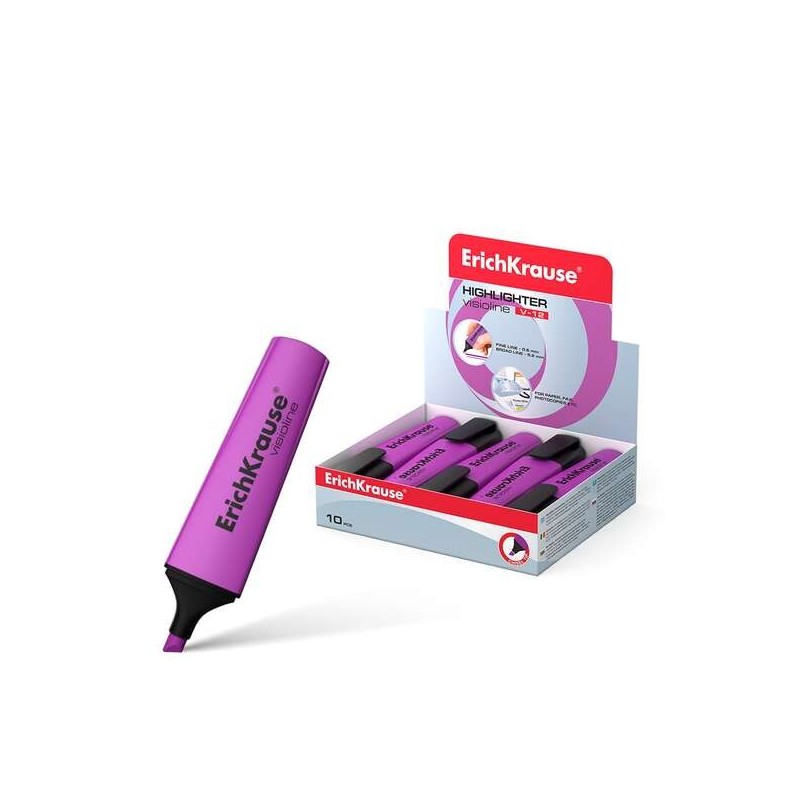 Erichkrause Visioline V-12 Marcador Fluorescente - Ponta Biselada - Tinta à Base de Água - Cor Violeta