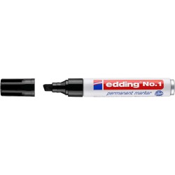 Edding No. 1 Permanent Marker - Chisel Tip - Line Width between 1 and 5 mm - Refillable - Instant Drying - Black