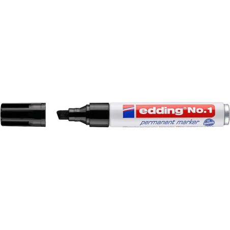 Edding No. 1 Permanent Marker - Chisel Tip - Line Width between 1 and 5 mm - Refillable - Instant Drying - Black