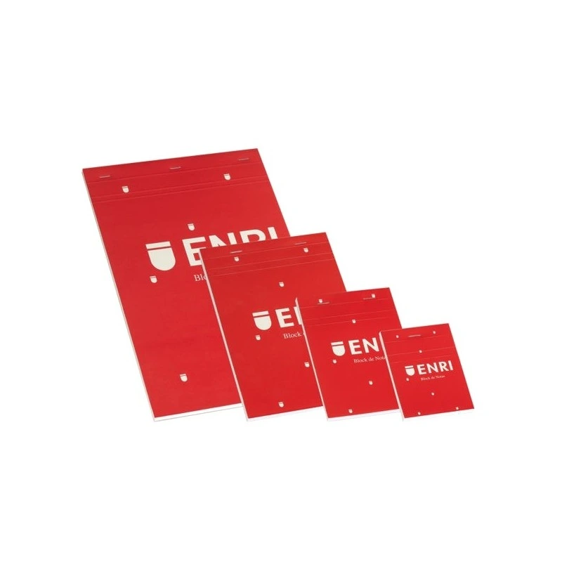 Enri Bloc de Notas Grapado 80 Hojas Cuadricula 4x4mm - Tamaño A5 - Tapa Blanda Color Rojo