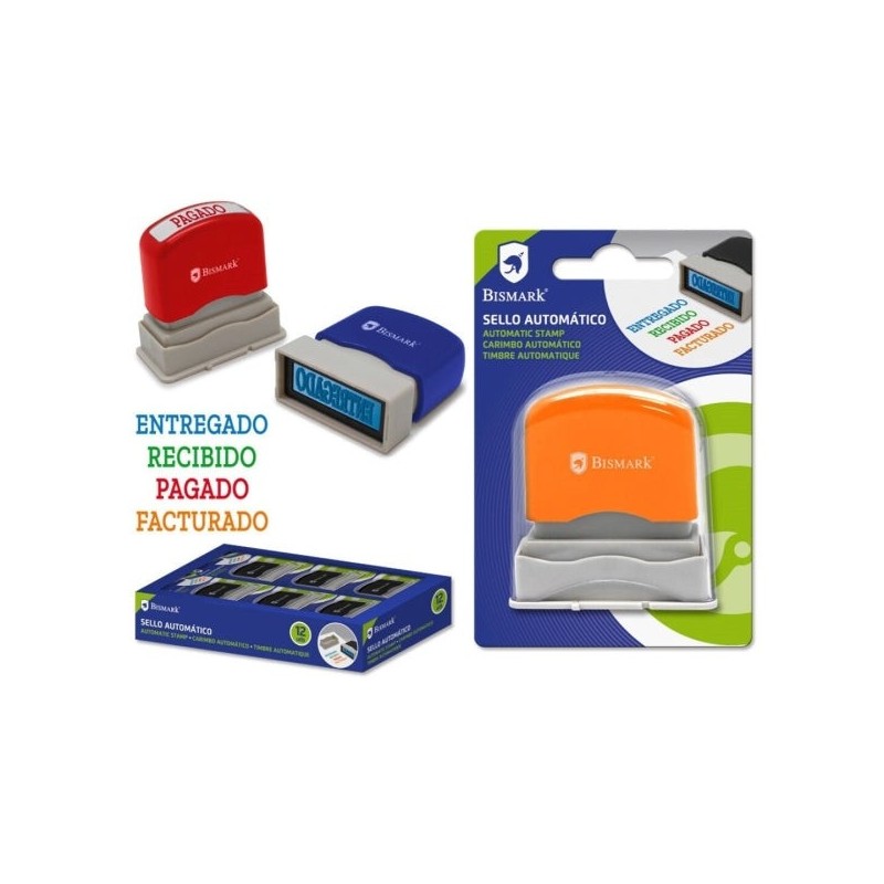 Bismark Carimbo Automático - Modelos: Entregue, Recebido, Pago e Faturado - Diferentes Cores para os Diferenciar
