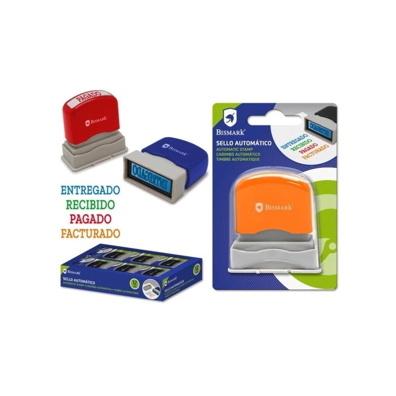 Bismark Carimbo Automático - Modelos: Entregue, Recebido, Pago e Faturado - Diferentes Cores para os Diferenciar