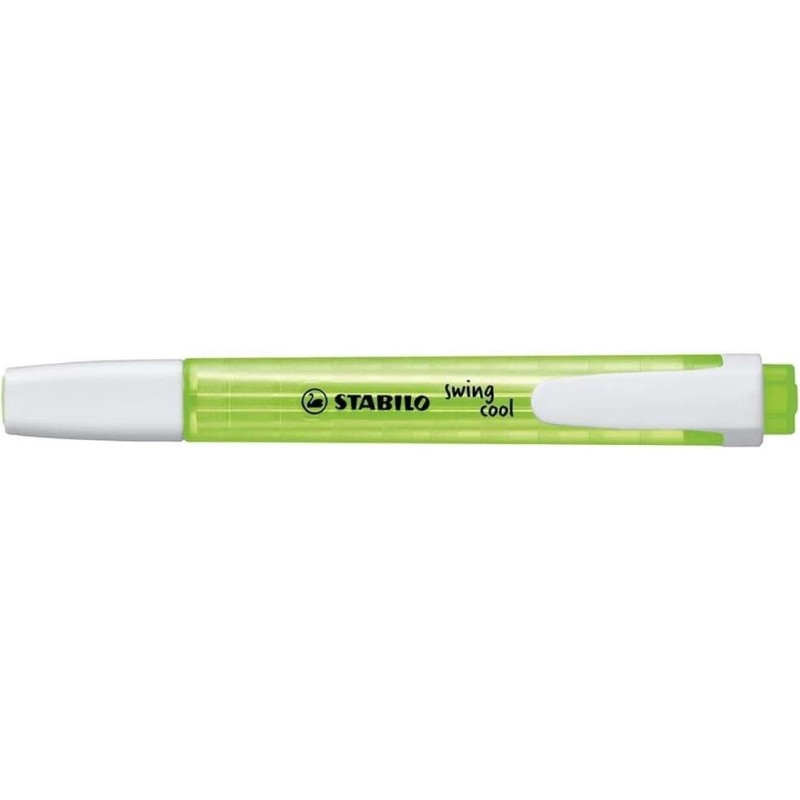 Stabilo Swing Cool Highlighter - Flat Body - Chisel Tip - Line Width between 1 and 4mm - Water-Based Ink - Anti-Dry-Out - Green