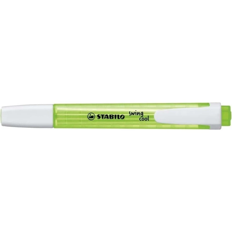 Stabilo Swing Cool Highlighter - Flat Body - Chisel Tip - Line Width between 1 and 4mm - Water-Based Ink - Anti-Dry-Out - Green