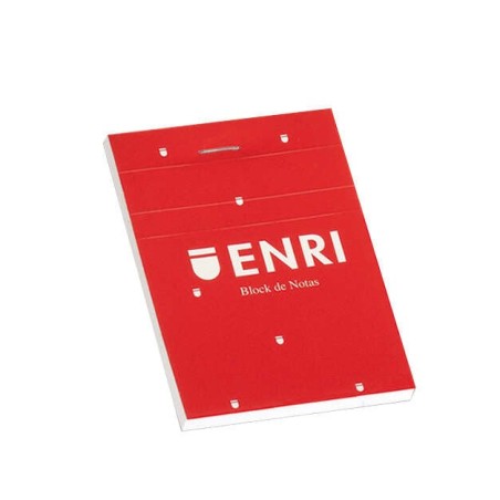 Enri Stapled Notepad A7 Format Plain - 80 Microperforated Sheets - Red Soft Cover