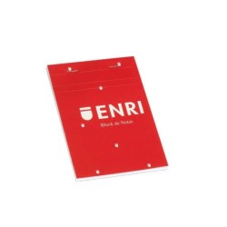 Enri Bloc-Notes Agrafé Format A6 Uni - 80 Feuilles Microperforées - Couverture Souple Rouge