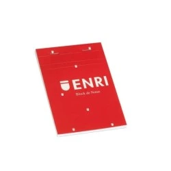 Enri Stapled Notepad A6 Format Plain - 80 Microperforated Sheets - Red Soft Cover