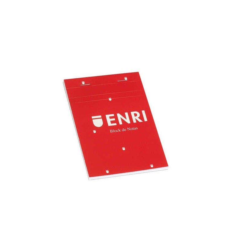 Enri Stapled Notepad A6 Format Plain - 80 Microperforated Sheets - Red Soft Cover