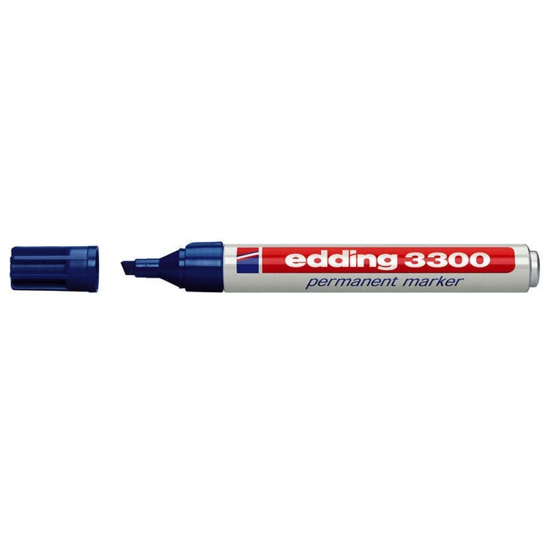 Edding 3300 Rotulador Permanente - Punta Biselada - Trazo entre 1 y 5 mm. - Tinta Casi Inodora - Secado Rapido - Color Azul