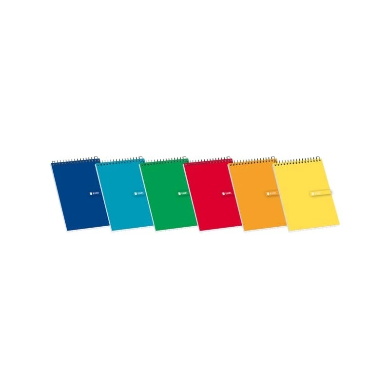Enri Bloc à Spirale 80 Feuilles Quadrillage 4x4mm - Format 12º - Idéal pour les Notes - Couverture Souple en Couleurs Assorties