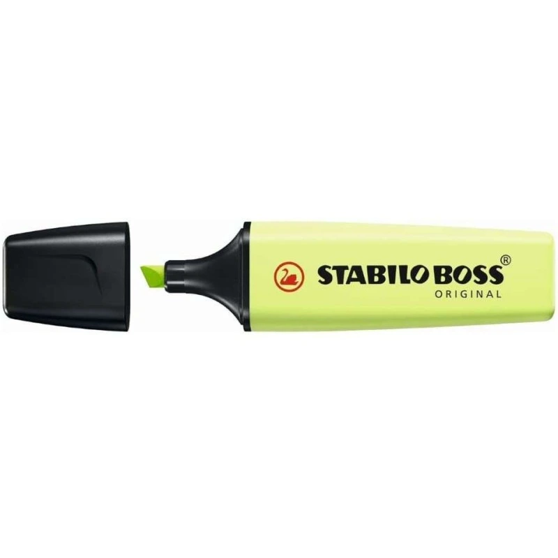 Stabilo Boss 70 Pastel Fluorescent Highlighter - 2 to 5mm Line Width - Refillable - Water-Based Ink - Lime Spark Colour