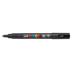 Posca PC-3M Marcador de Pintura - Punta de Poliester Conica 0.9-1.3mm - Tinta Base al Agua - Resistente a la Luz - Color Negro