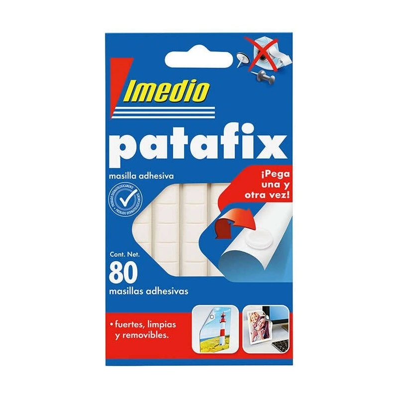 Imedio Patafix Masilla Adhesiva Blanca - Fuertes, Limpias y Removibles - 80 Piezas