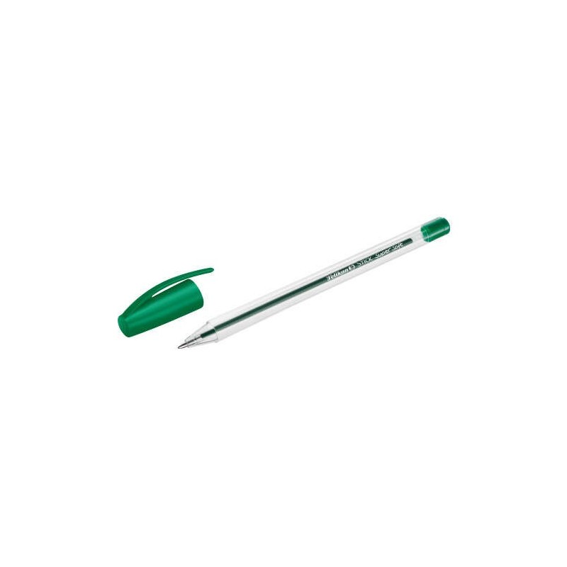 Pelikan Stick Super Soft Stylo à Bille Trait 1mm - Encre Super Fluide - Prise en Main Triangulaire - Coloris Vert