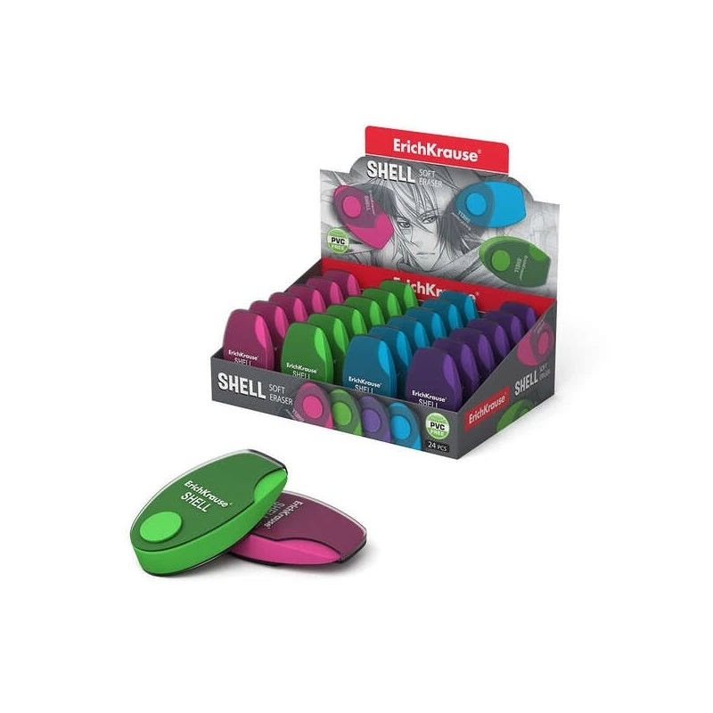 Erichkrause Shell Borrador Suave de Forma Original - Fabricado de Caucho Termoplastico Hipoalergenico - Carcasa Protectora de