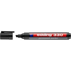 Edding 330 Marcador Permanente - Ponta Biselada - Traço entre 1 e 5 mm. - Tinta Quase Inodora - Tampa com Clip - Secagem Rápida