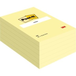 Post-It Pack de 6 Blocos de 100 Notas Adesivas Reposicionáveis - Forma Retangular - 101x152mm - Cor Amarelo Claro