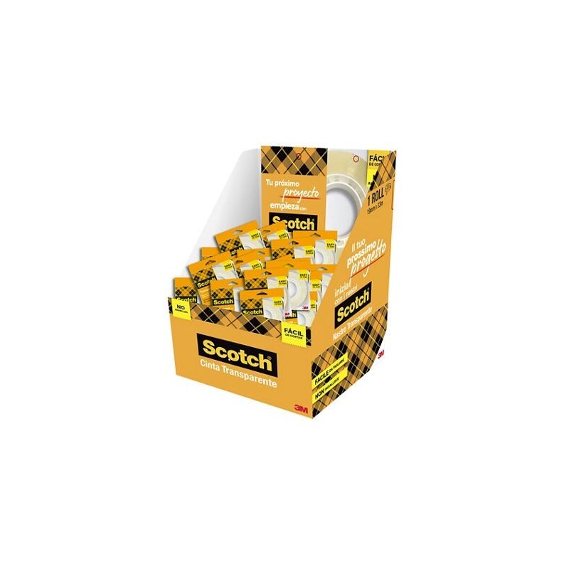 Scotch 508 Cinta Adhesiva 19mm x 33m - Facil de Cortar - Transparente