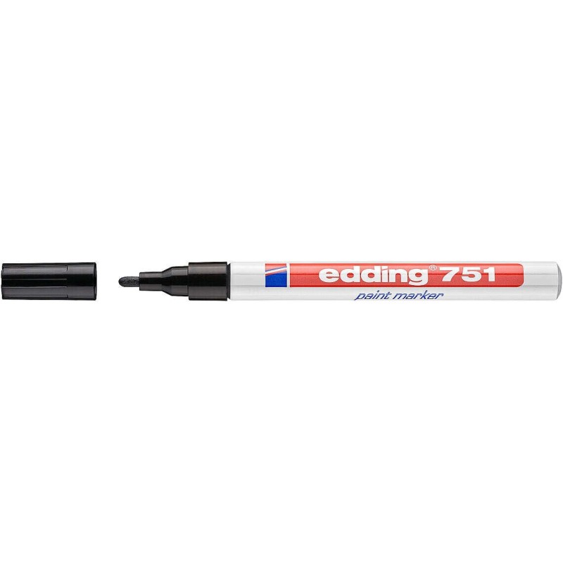 Edding 751 Marcador Permanente - Ponta Redonda - Traço entre 1 e 2 mm. - Tinta Opaca - Secagem Rápida - Cor Preta