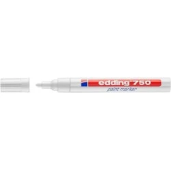 Edding 750 Marcador Permanente - Ponta Redonda - Traço entre 2 e 4 mm. - Tinta Opaca - Secagem Rápida - Cor Branco