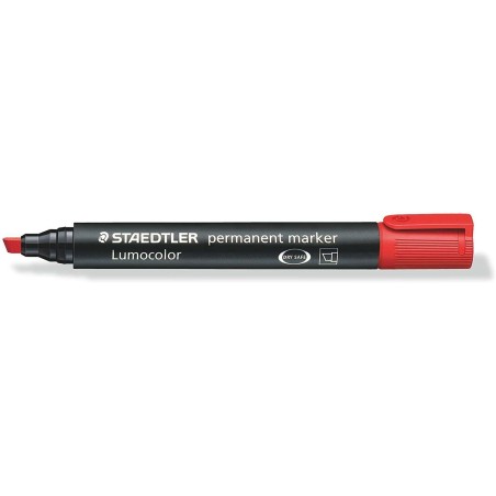 Staedtler Lumocolor 350 Permanent Marker - Chisel Tip approx. 2-5mm - Alcohol-Based Ink - Quick Drying - Colour Red