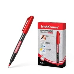 Erichkrause FP-50 Permanent Marker - 0.6mm Fine Tip - Light and Water Resistant - Red
