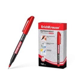 Erichkrause Marcador Permanente Fp-50 - Ponta Fina de 0,6mm - Resistente à Luz e à Água - Cor Vermelho
