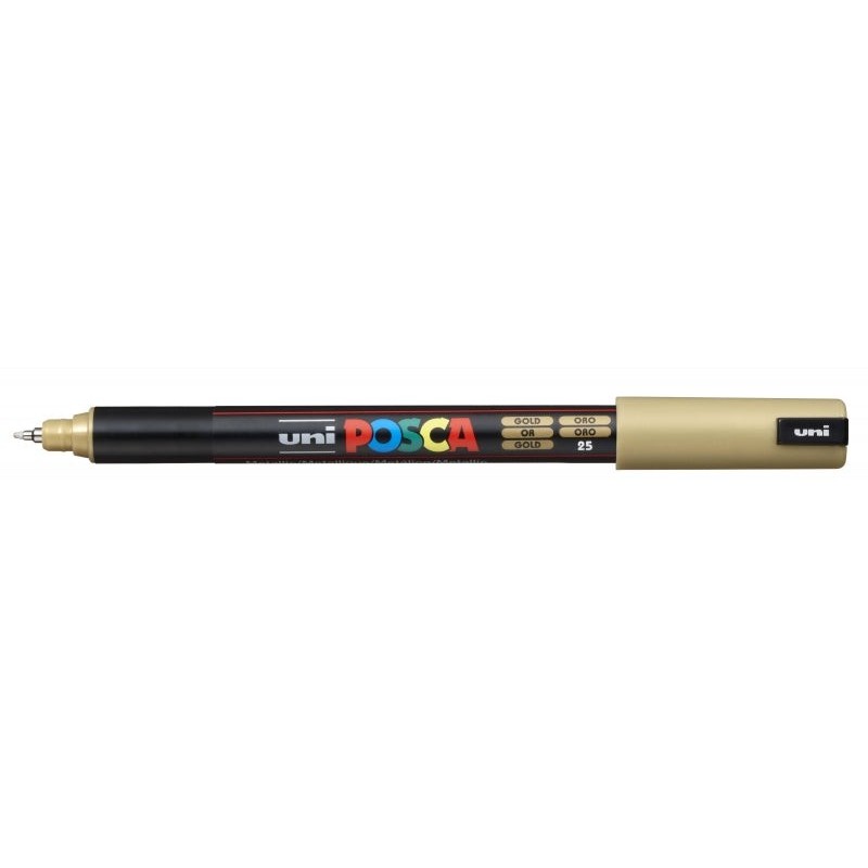 Posca PC-1MR Paint Marker - 0.7mm Fibre Roller Tip - Extra-Fine Line - Water-Based Pigmented Ink - Light Resistant - Gold Colour