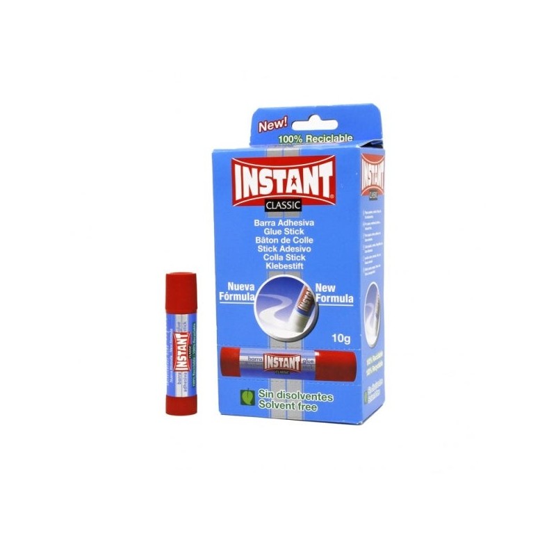 Instant Classic Barra de Pegamento 10grs - Apto para Uso Infantil y/o Domestico - Lavable - Sin Disolventes