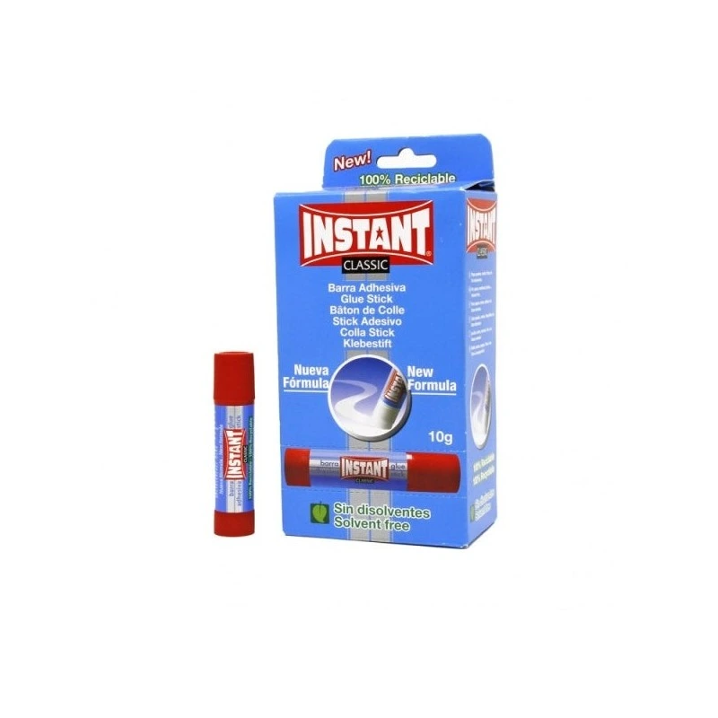 Instant Classic Barra de Pegamento 10grs - Apto para Uso Infantil y/o Domestico - Lavable - Sin Disolventes