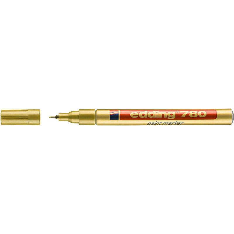 Edding 780 Marcador Permanente de Tinta Opaca - Ponta Redonda - Traço 0.8mm - Pontas de Substituição Disponíveis - Secagem