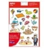 Apli The Beach Themed Stickers - 264 Stickers on 12 Sheets - Illustrations of Beach Animals and Objects - Removable Adhesive