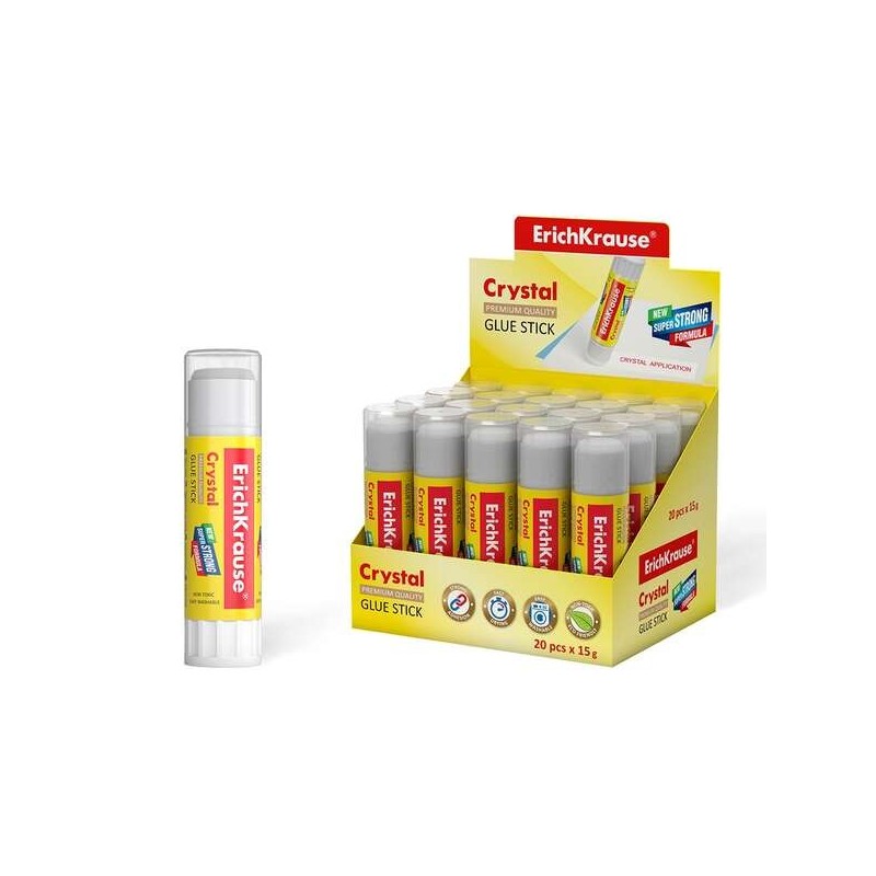 Erichkrause Crystal Colle en Bâton Super Forte 15gr - Consommation Économique - Adhésion Rapide et Fiable - Couleur Transparent