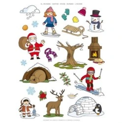 Apli Gomets Tematicos el Invierno - 276 Gomets en 12 Hojas - Ilustraciones Educativas - Adhesivo Removible - Ideal para