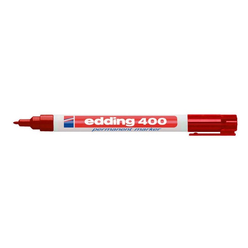 Edding 400 Permanent Marker - Round Tip - 1 mm Line Width - Refillable - Quick Drying - Red